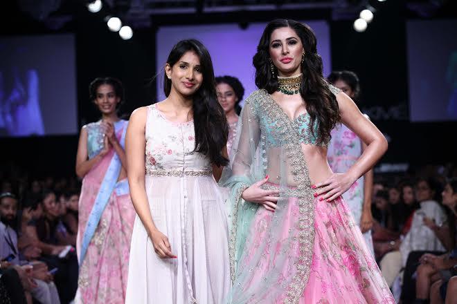 Nargis Fakhri walks for Anushree Reddy at Lakme Fashion Week