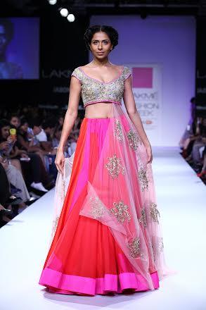 Nargis Fakhri walks for Anushree Reddy at Lakme Fashion Week