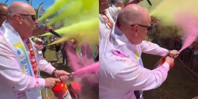 New Zealand PM Christopher Luxon playing with colours trends on socials as India celebrates Holi