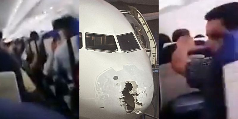 Panic grips passengers as Srinagar-bound IndiGo flight faces hailstorm turbulence, lands safely but with broken nose Panic grips passengers as Srinagar-bound IndiGo flight faces hailstorm turbulence, lands safely but with broken nose