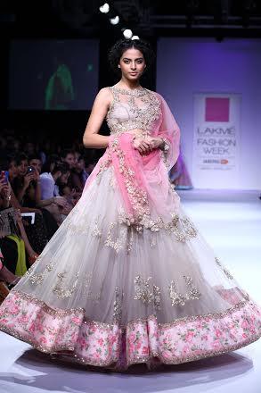 Nargis Fakhri walks for Anushree Reddy at Lakme Fashion Week