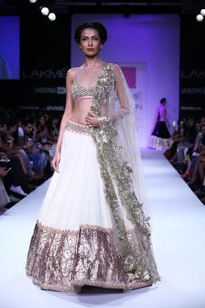 Nargis Fakhri walks for Anushree Reddy at Lakme Fashion Week