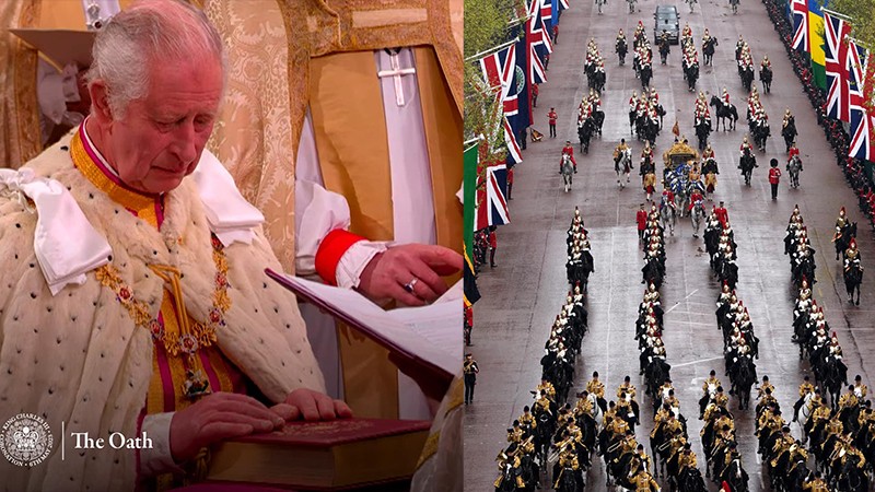 Britain's King Charles III  and wife Camilla crowned king and queen in London