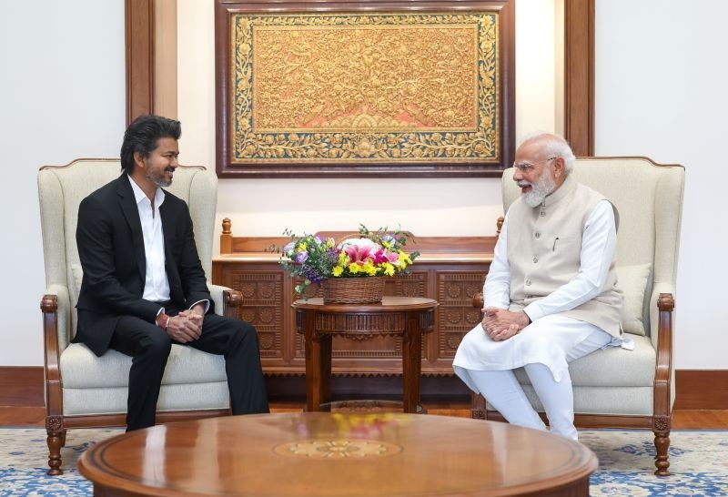 Vijay meets PM Modi in Delhi; raises Mekedatu Dam row, Tamil anthem demand